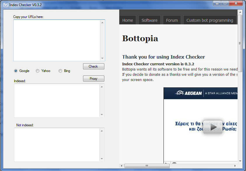 Index Checker 0.5 software screenshot