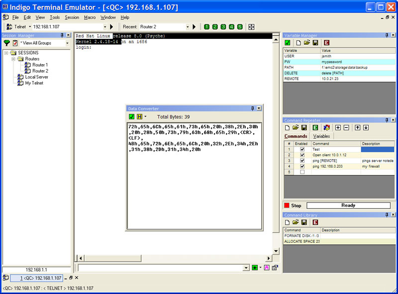 Indigo Terminal Emulator 2.0.112 software screenshot