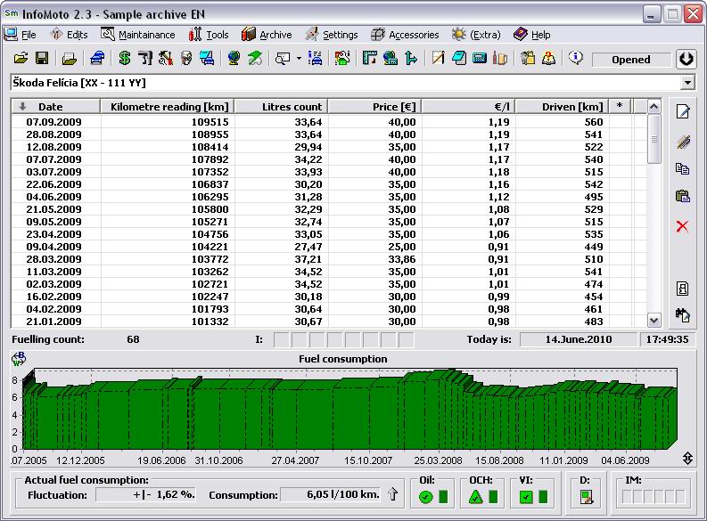 InfoMoto Portable 3.0 software screenshot