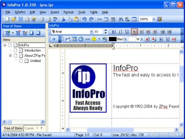 InfoPro 1.2.7 software screenshot