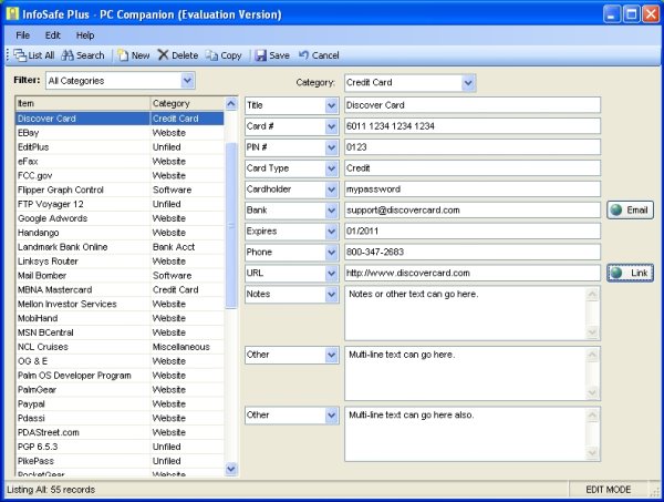 InfoSafe Plus 6.0.2 software screenshot