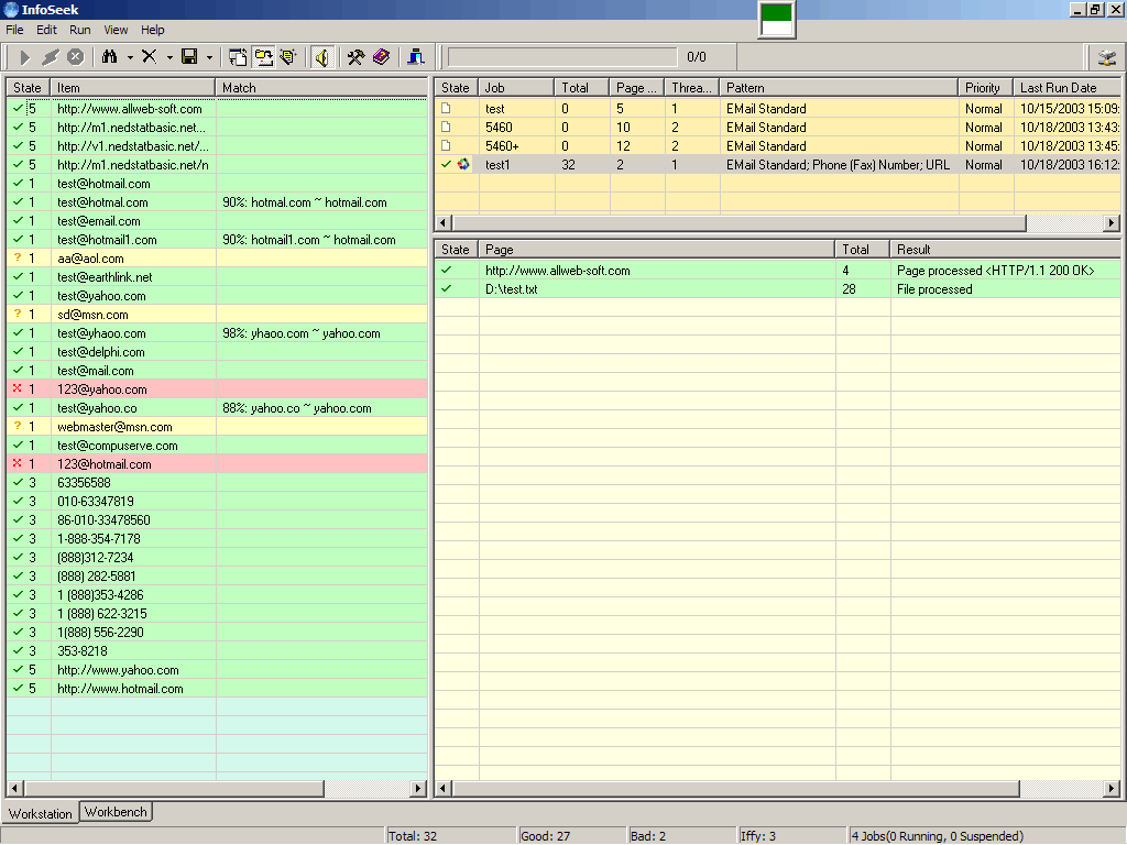 InfoSeek 3.40 software screenshot