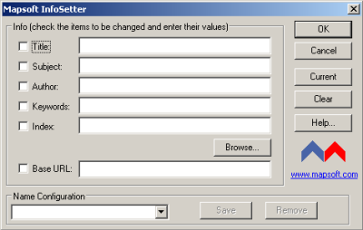 InfoSetter 1.5 software screenshot