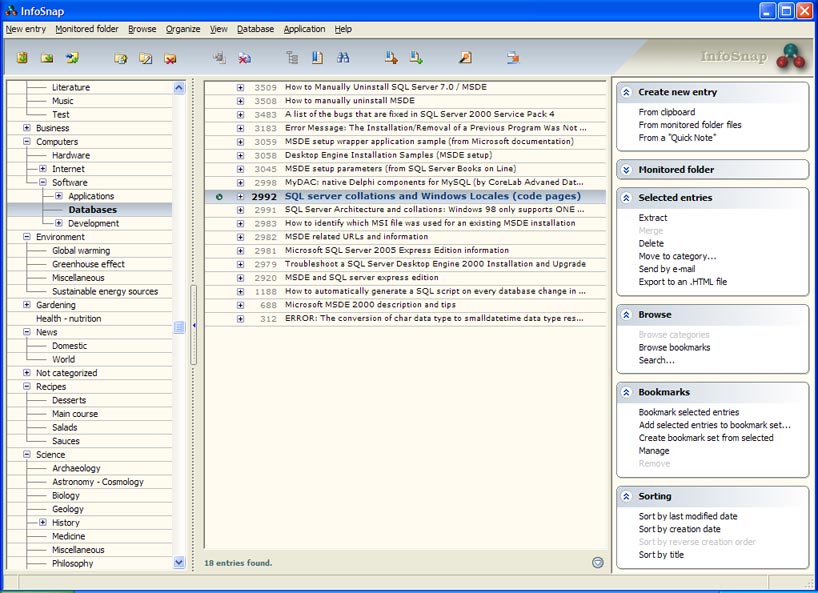 InfoSnap 1.2.2 software screenshot