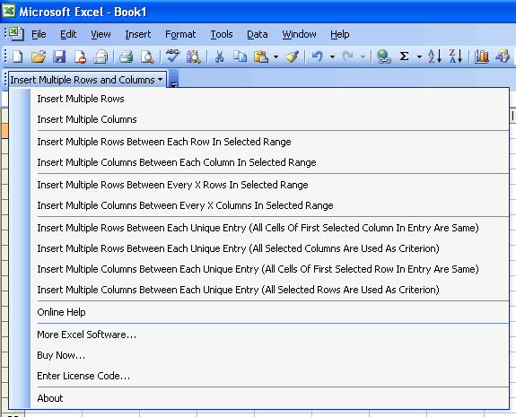 Insert Multiple Rows and Columns in Excel 3.3.18 software screenshot