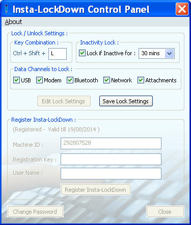 InstaLockDown 2.1.2.0 software screenshot