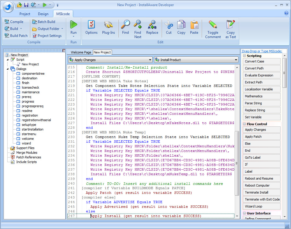 InstallAware Developer for Windows Installer 2012 software screenshot