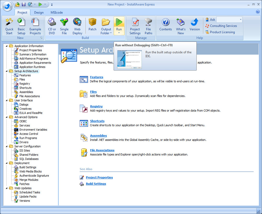 InstallAware Express MSI Installer 2012 software screenshot