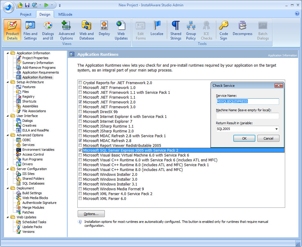 InstallAware Studio Admin for MSI 16.6.22.13 H Five-0 software screenshot