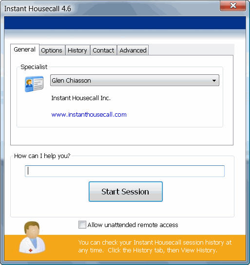 Instant Housecall Remote Support 6.0 software screenshot