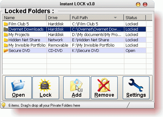 Instant Lock 2.5 software screenshot