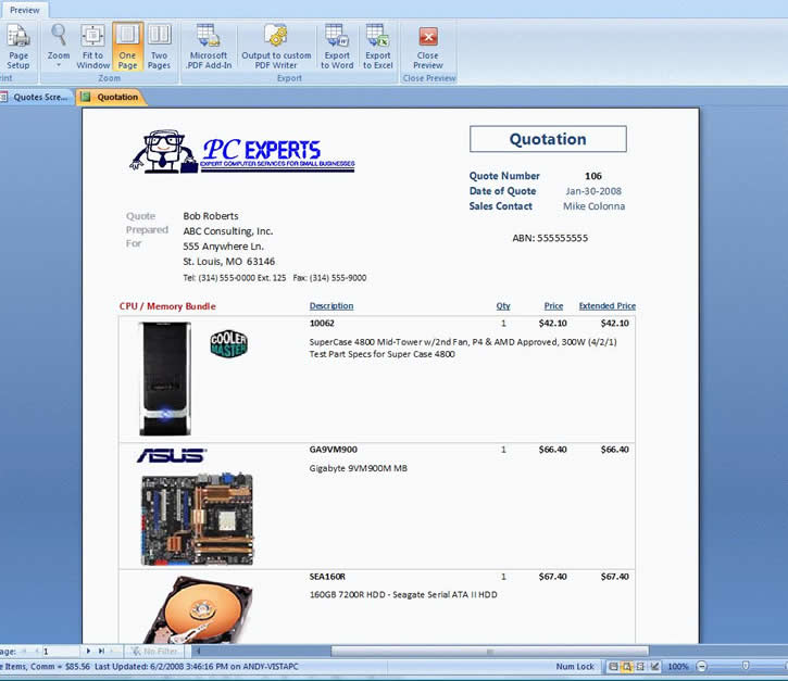 Instant Quote Professional 8.40 software screenshot