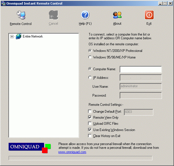 Instant Remote Control 2.2.9 software screenshot