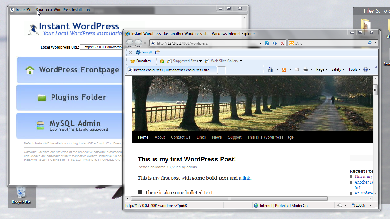 Instant WordPress 4.4.2 software screenshot