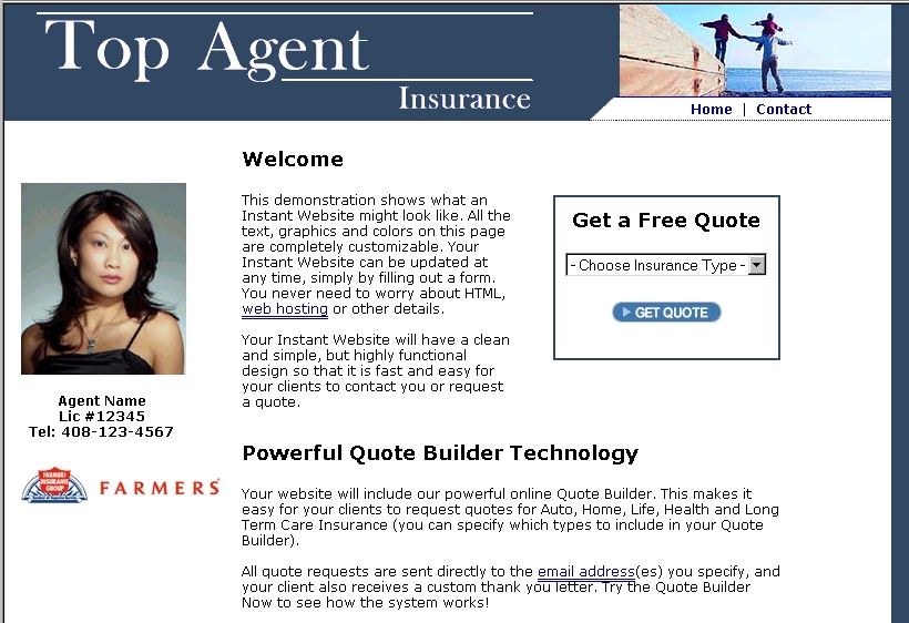 Insurance Agency Website Builder 1.5 software screenshot