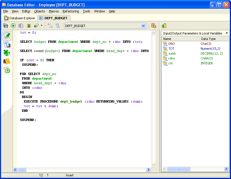Interbase/Firebird Development Studio 5.0 software screenshot