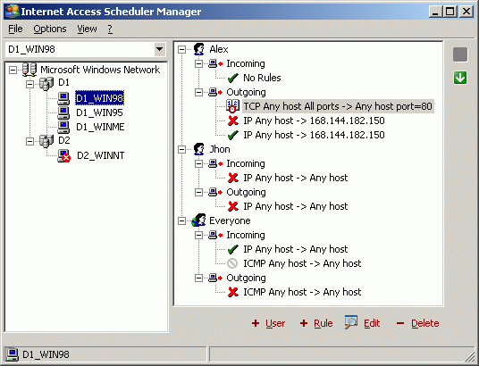 Internet Access Scheduler 2.0 software screenshot