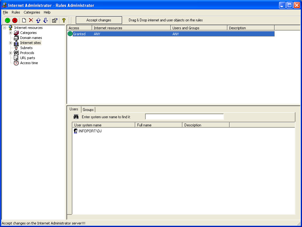 Internet Administrator for Microsoft ISA Server 2.6 software screenshot