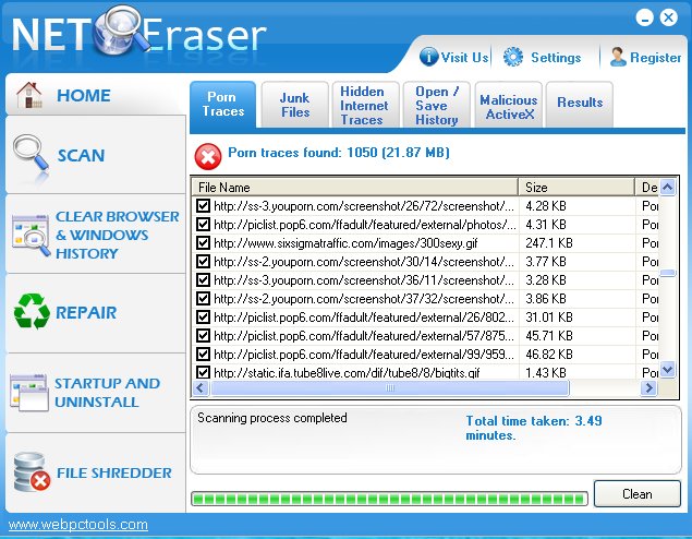 Internet Cleaner Software 1.4 software screenshot