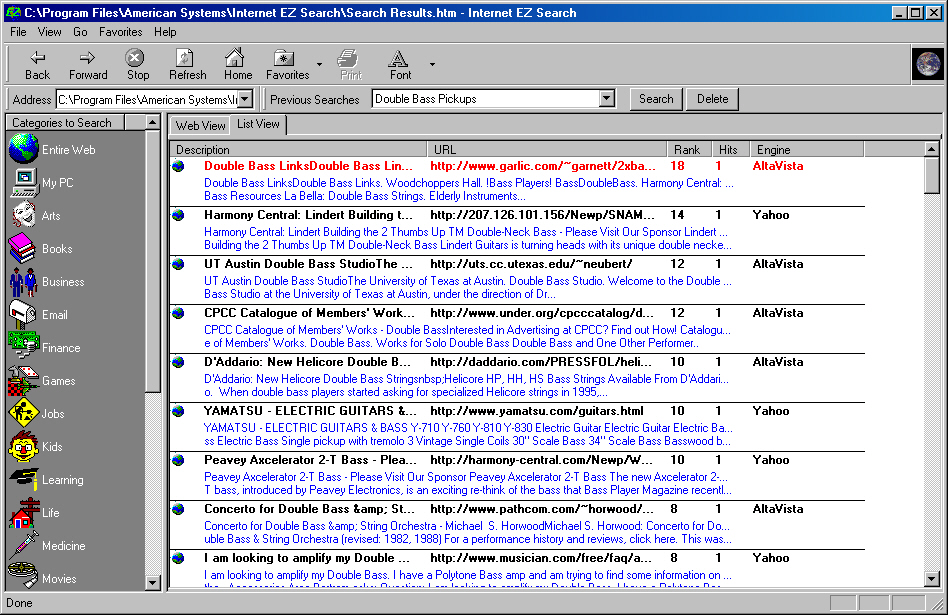 Internet EZ Search 3.0A software screenshot