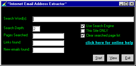 Internet Email Address Extractor 3.0 software screenshot