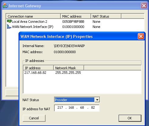 Internet Gateway 1.0 software screenshot