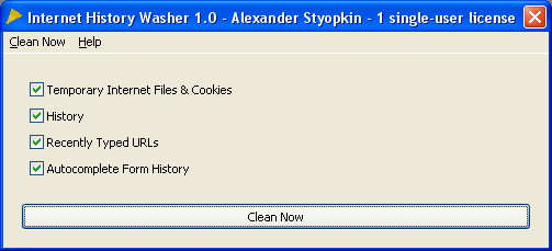 Internet History Washer 1.05 software screenshot