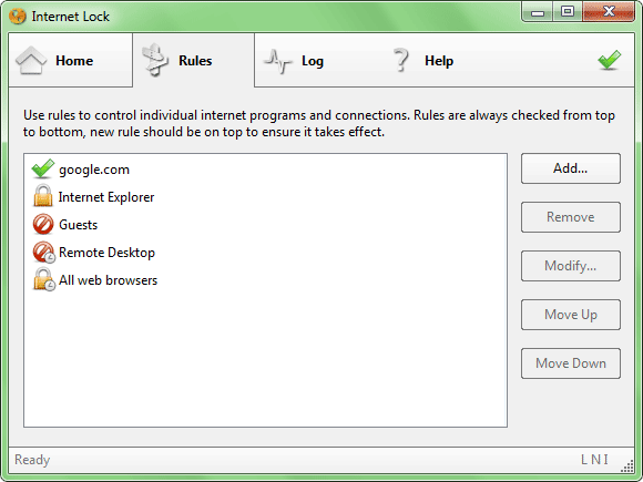 Internet Lock 6.0.3 software screenshot