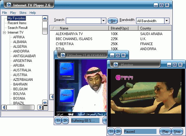 Internet TV Player 2.6 software screenshot