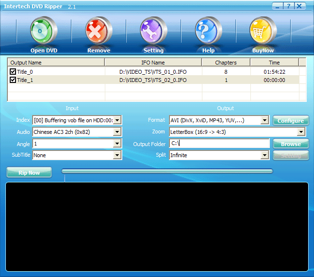 Intertech DVD Ripper 6.12 software screenshot