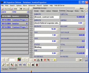 Invoice Organizer Deluxe 3.71 software screenshot