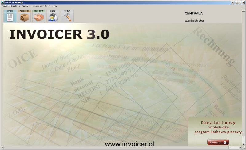 Invoicer 3.801 software screenshot