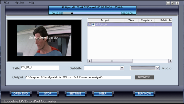 Ipodelite DVD To iPod Converter 1.2 software screenshot