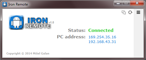 Iron Remote 1.0 software screenshot