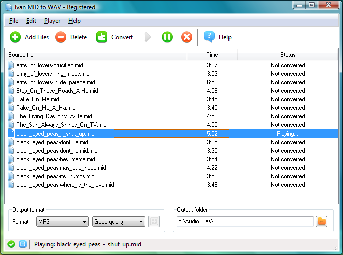 Ivan MID to WAV 1.5 software screenshot