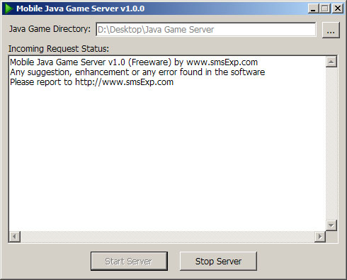 J2ME Server 1.0 software screenshot