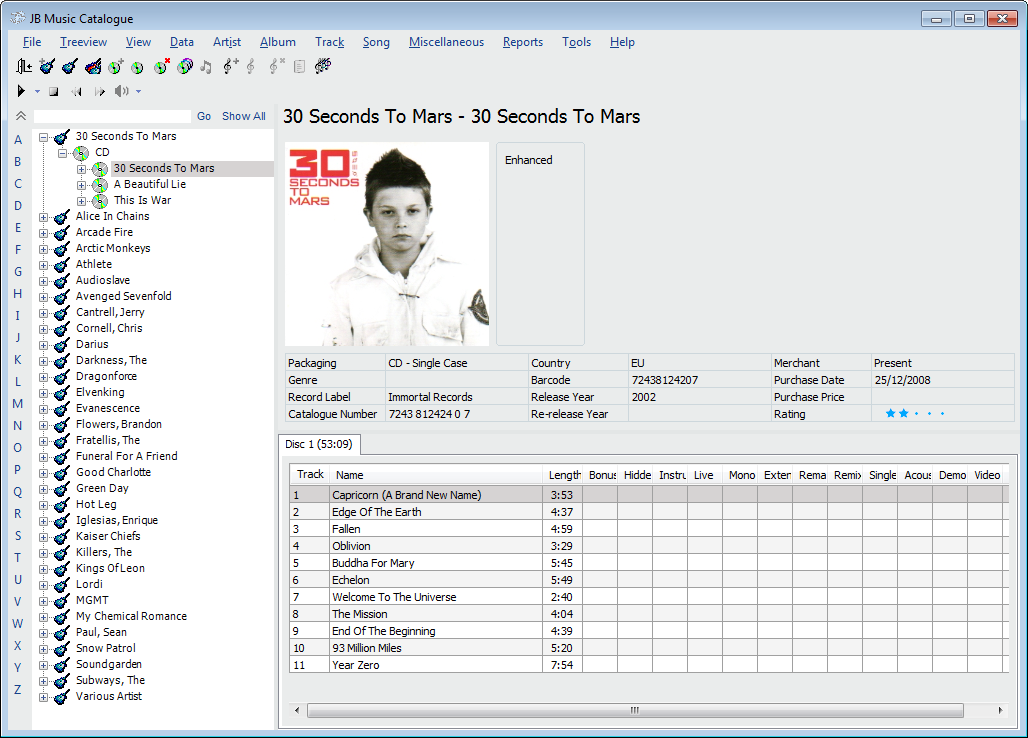 JB Music Catalogue 2.0.0.0 software screenshot