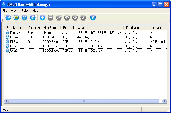 JDSoft Bandwidth Manager 1.0 software screenshot