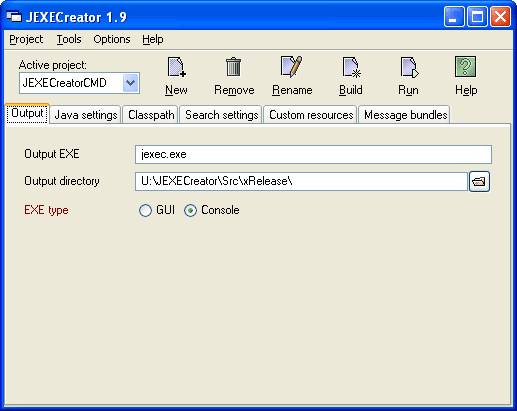 JEXECreator 1.9.3 software screenshot