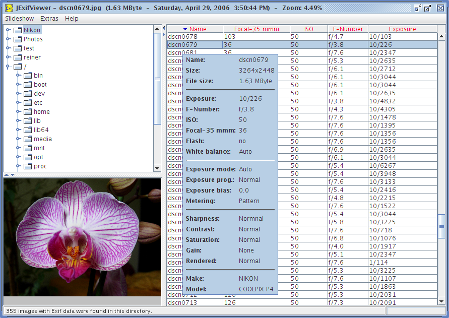 JExifViewer 1.8 software screenshot