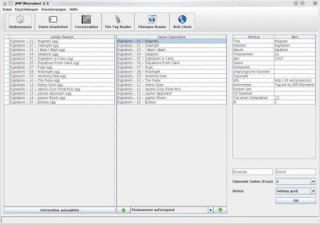JMP3Renamer 2.3.4 software screenshot