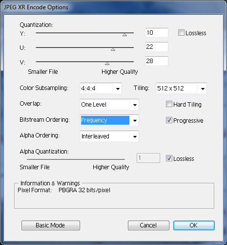 JPEG XR Plug-In for Adobe Photoshop 1.0 software screenshot