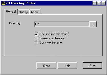 JR Directory Printer 1.2 software screenshot