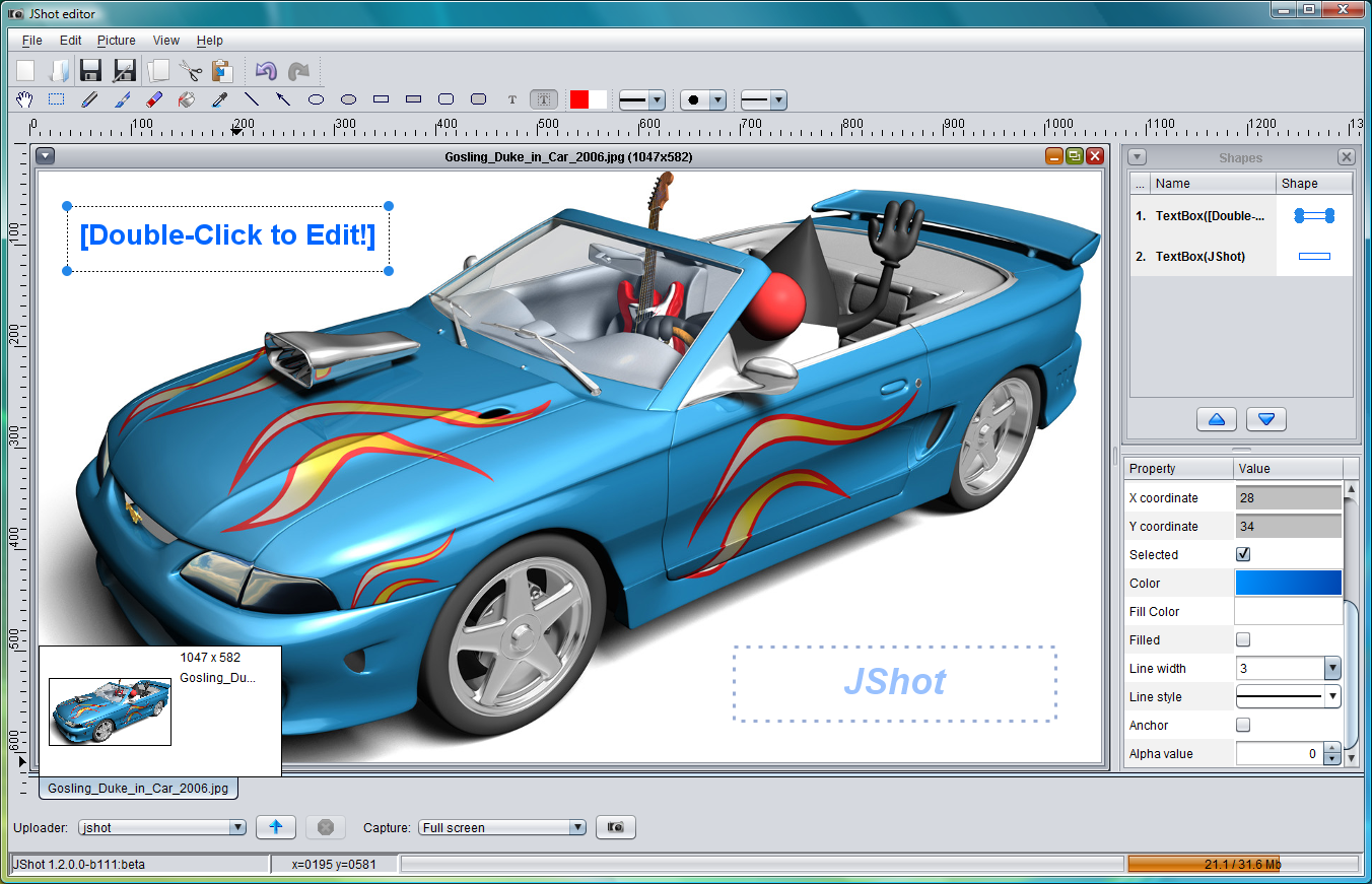 JShot 2.1.0.3-b65 software screenshot