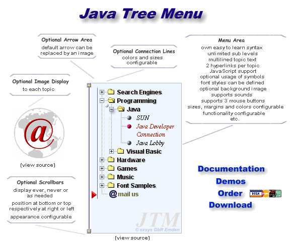 JTM - Java Tree Menu 3.0 software screenshot