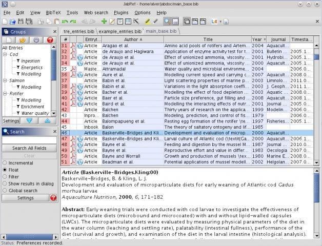 JabRef 3.7 software screenshot