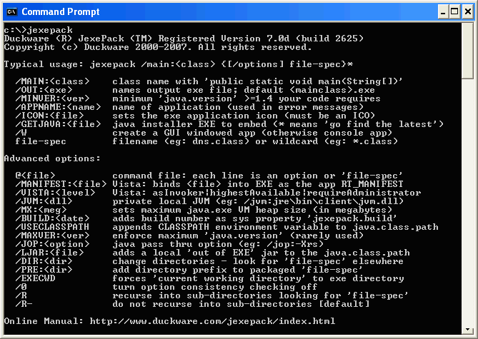 JexePack 8.0c software screenshot