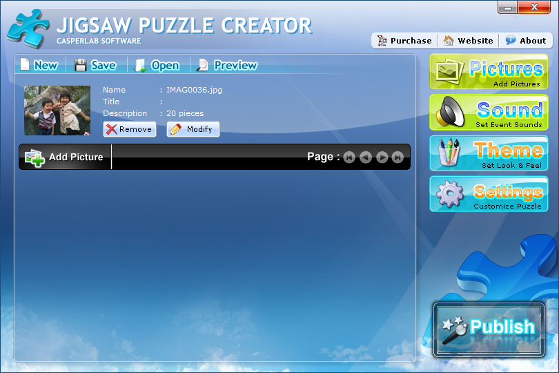 Jigsaw Puzzle Creator 3.4.20 software screenshot