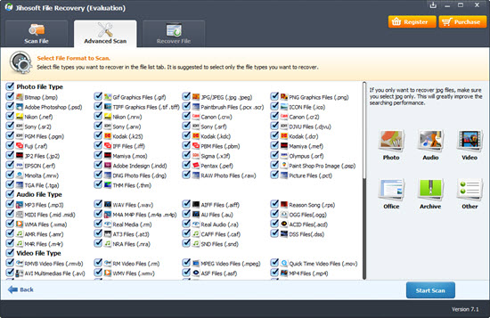 Jihosoft File Recovery 7.3.0.1 software screenshot