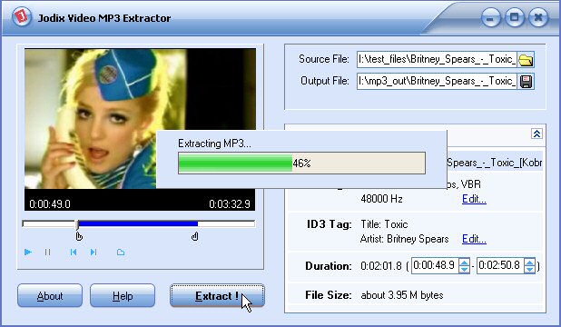 Jodix Video MP3 Extractor 1.12 software screenshot